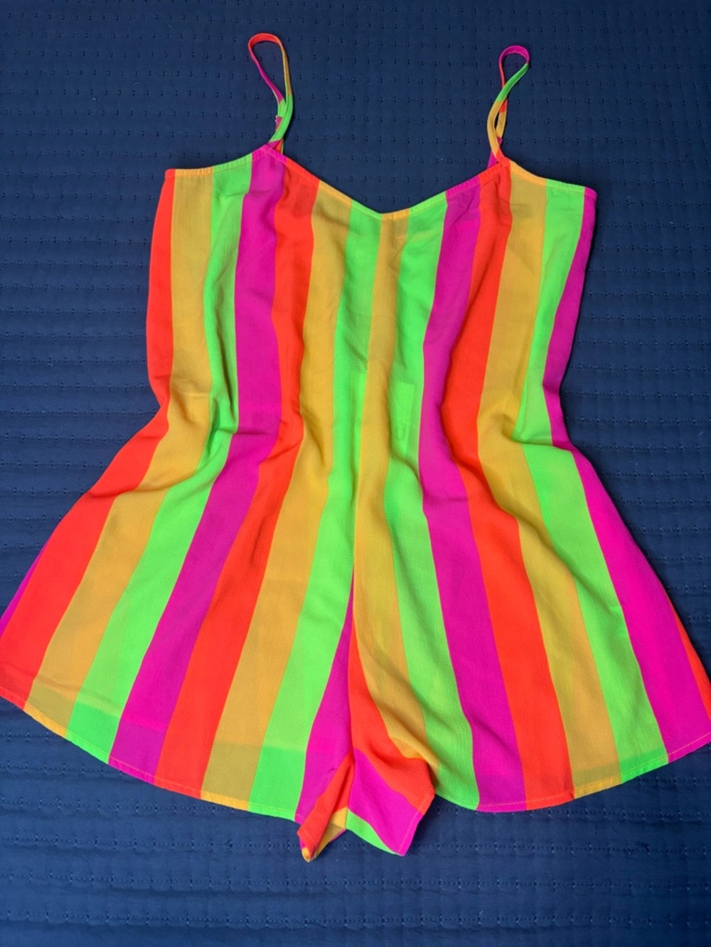 Show Me Your MuMu Neon Stripe One-Piece - Pink, Orange, Lime